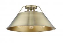  3306-3FM AB-AB - Orwell AB 3 Light Flush Mount in Aged Brass with Aged Brass shade